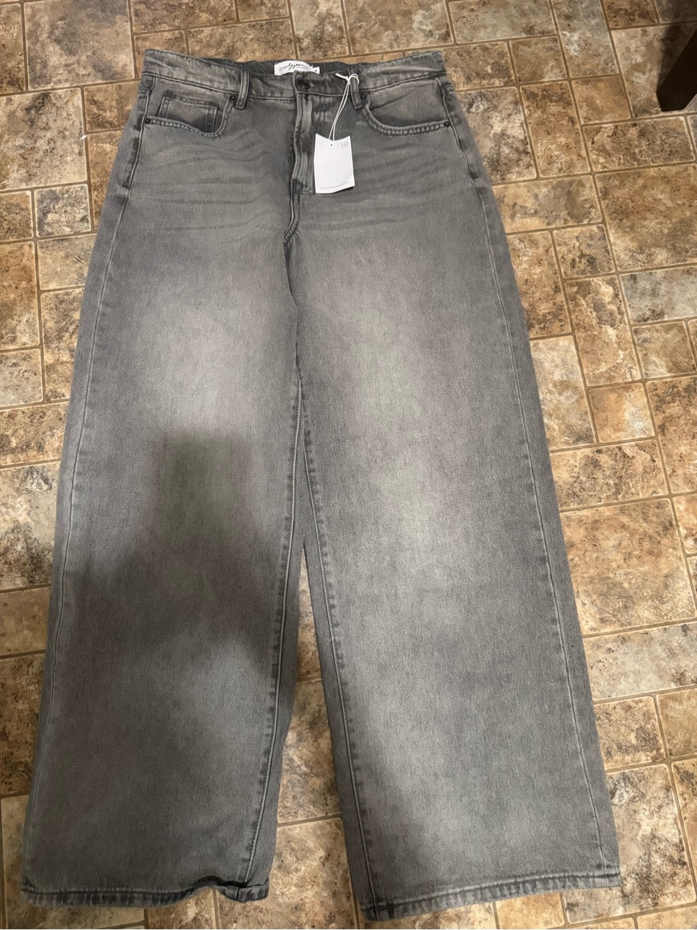 Carly Jean Los Angeles Gray Wide Leg Flare Jeans